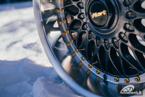 Ratlankis HART HR86 R17X9J 4X100/4X108 ET22 CB:73.1mm Hyper Black face and Diamond cut lip Gold Rivets