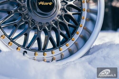 Ratlankis HART HR86 R17X9J 4X100/4X108 ET22 CB:73.1mm Hyper Black face and Diamond cut lip Gold Rivets