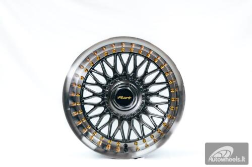 Ratlankis HART HR86 R17X9J 4X100/4X108 ET22 CB:73.1mm Hyper Black face and Diamond cut lip Gold Rivets