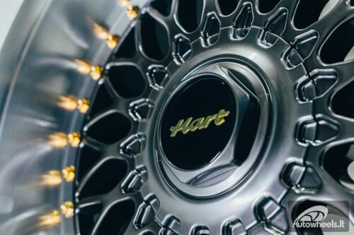 Ratlankis HART HR86 R17X9J 4X100/4X108 ET22 CB:73.1mm Hyper Black face and Diamond cut lip Gold Rivets