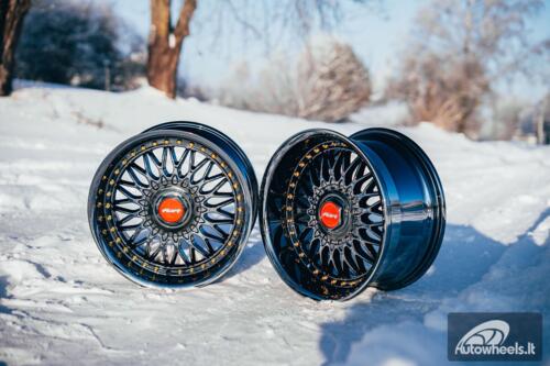 Ratlankis HART HR86 R17X9J 4X100/4X108 ET22 CB:73.1mm Dark chrome Gold Rivets