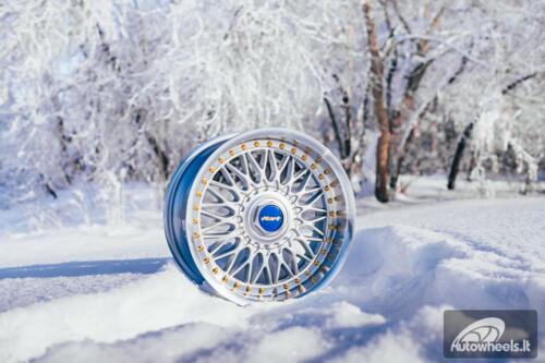 Ratlankis HART HR86 R17X8J 4X100/4X108 ET20 CB:73.1mm Silver face and Diamond cut lip Silver Rivets