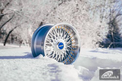 Ratlankis HART HR86 R17X9J 4X100/4X108 ET22 CB:73.1mm Silver face and Diamond cut lip Silver Rivets