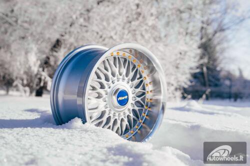 Ratlankis HART HR86 R17X9J 4X100/4X108 ET22 CB:73.1mm Silver face and Diamond cut lip Silver Rivets