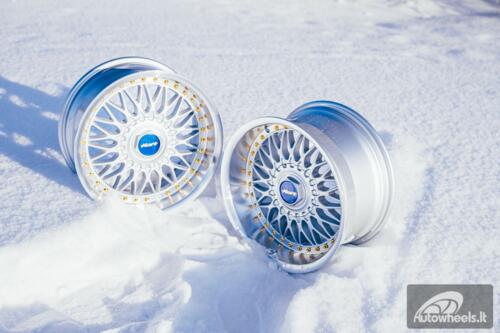 Ratlankis HART HR86 R17X9J 4X100/4X108 ET22 CB:73.1mm Silver face and Diamond cut lip Silver Rivets