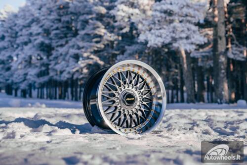 Ratlankis HART HR86 R17X9J 4X100/4X108 ET22 CB:73.1mm Hyper Black face and Diamond cut lip Silver Rivets