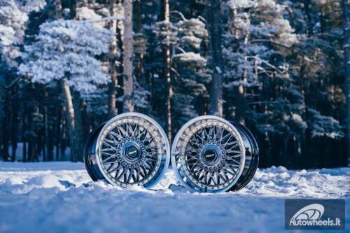 Ratlankis HART HR86 R17X9J 4X100/4X108 ET22 CB:73.1mm Hyper Black face and Diamond cut lip Silver Rivets