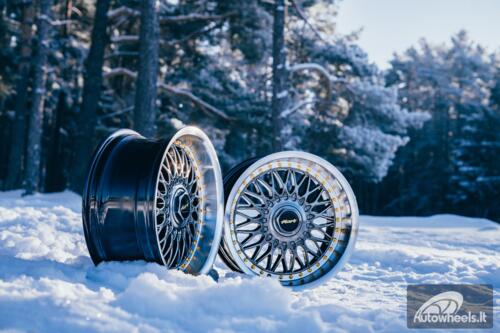 Ratlankis HART HR86 R17X9J 4X100/4X108 ET22 CB:73.1mm Hyper Black face and Diamond cut lip Silver Rivets