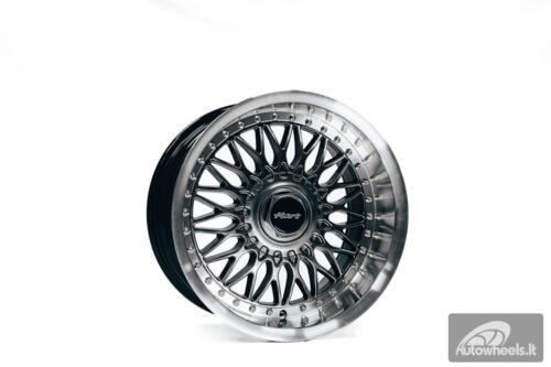 Ratlankis HART HR86 R17X9J 4X100/4X108 ET22 CB:73.1mm Hyper Black face and Diamond cut lip Silver Rivets