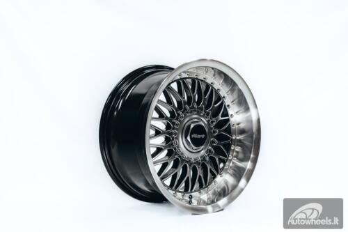 Ratlankis HART HR86 R17X9J 4X100/4X108 ET22 CB:73.1mm Hyper Black face and Diamond cut lip Silver Rivets