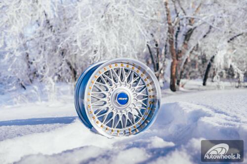 Ratlankis HART HR86 R17X8J 4X100/4X108 ET20 CB:73.1mm Silver face and Diamond cut lip Black Rivets