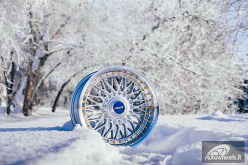 Ratlankis HART HR86 R17X8J 4X100/4X108 ET20 CB:73.1mm Silver face and Diamond cut lip Black Rivets