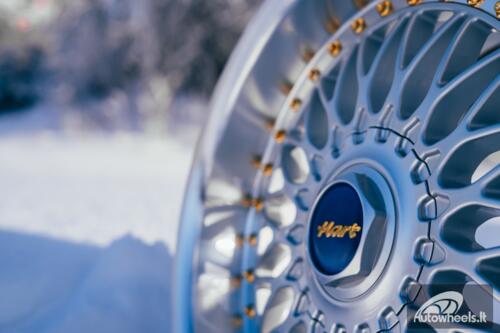 Ratlankis HART HR86 R17X8J 4X100/4X108 ET20 CB:73.1mm Silver face and Diamond cut lip Black Rivets