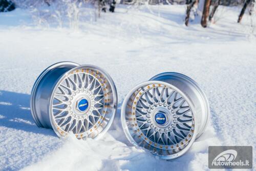 Ratlankis HART HR86 R17X8J 4X100/4X108 ET20 CB:73.1mm Silver face and Diamond cut lip Black Rivets