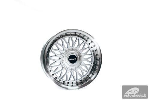 Ratlankis HART HR86 R17X8J 4X100/4X108 ET20 CB:73.1mm Silver face and Diamond cut lip Black Rivets