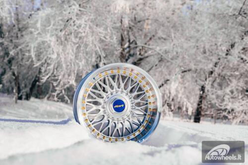 Ratlankis HART HR86 R17X9J 4X100/4X108 ET22 CB:73.1mm Silver face and Diamond cut lip Black Rivets