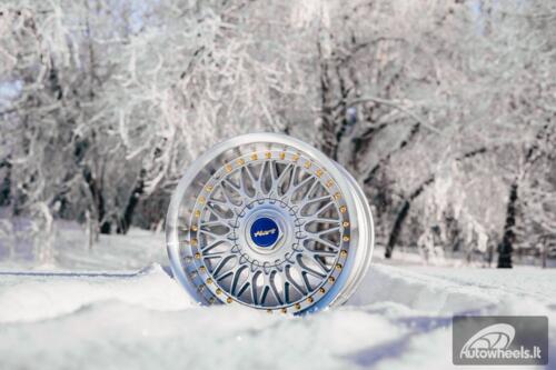 Ratlankis HART HR86 R17X9J 4X100/4X108 ET22 CB:73.1mm Silver face and Diamond cut lip Black Rivets