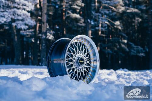 Ratlankis HART HR86 R17X8J 4X100/4X108 ET20 CB:73.1mm Hyper Black face and Diamond cut lip Black Rivets