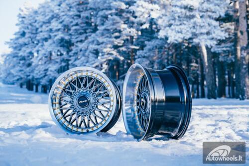 Ratlankis HART HR86 R17X8J 4X100/4X108 ET20 CB:73.1mm Hyper Black face and Diamond cut lip Black Rivets