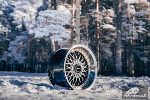 Ratlankis HART HR86 R17X9J 4X100/4X108 ET22 CB:73.1mm Hyper Black face and Diamond cut lip Black Rivets