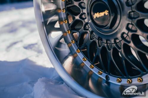 Ratlankis HART HR86 R17X9J 4X100/4X108 ET22 CB:73.1mm Hyper Black face and Diamond cut lip Black Rivets