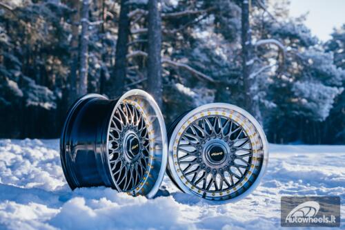 Ratlankis HART HR86 R17X9J 4X100/4X108 ET22 CB:73.1mm Hyper Black face and Diamond cut lip Black Rivets