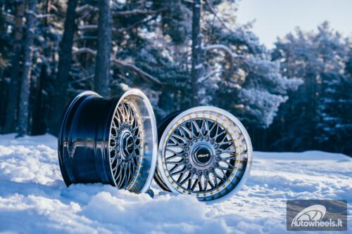 Ratlankis HART HR86 R17X9J 4X100/4X108 ET22 CB:73.1mm Hyper Black face and Diamond cut lip Black Rivets