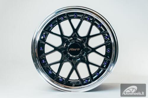 HART HR83 R19X9J 5X114.3/5X120 ET20 CB:74.1 Dark Hyper black and Diamond cut lip with Blue rivets