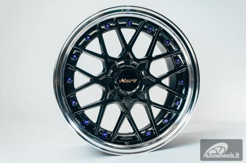 HART HR83 R19X9J 5X114.3/5X120 ET20 CB:74.1 Dark Hyper black and Diamond cut lip with Blue rivets