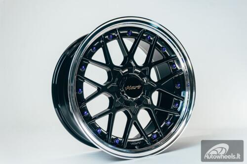 HART HR83 R19X9J 5X114.3/5X120 ET20 CB:74.1 Dark Hyper black and Diamond cut lip with Blue rivets