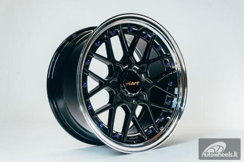 HART HR83 R19X9J 5X114.3/5X120 ET20 CB:74.1 Dark Hyper black and Diamond cut lip with Blue rivets