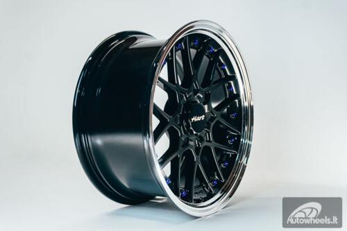 HART HR83 R19X9J 5X114.3/5X120 ET20 CB:74.1 Dark Hyper black and Diamond cut lip with Blue rivets