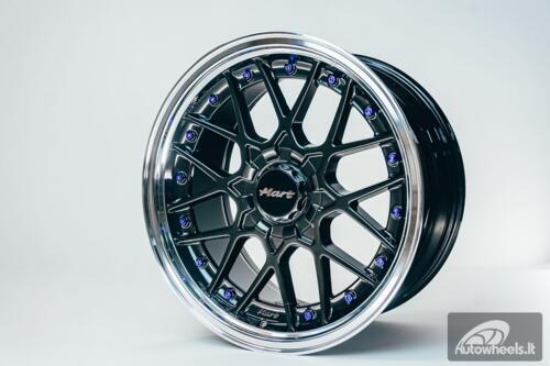 HART HR83 R19X9J 5X114.3/5X120 ET20 CB:74.1 Dark Hyper black and Diamond cut lip with Blue rivets