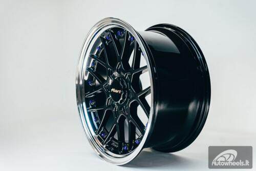 HART HR83 R19X9J 5X114.3/5X120 ET20 CB:74.1 Dark Hyper black and Diamond cut lip with Blue rivets