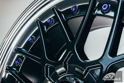 HART HR83 R19X9J 5X114.3/5X120 ET20 CB:74.1 Dark Hyper black and Diamond cut lip with Blue rivets