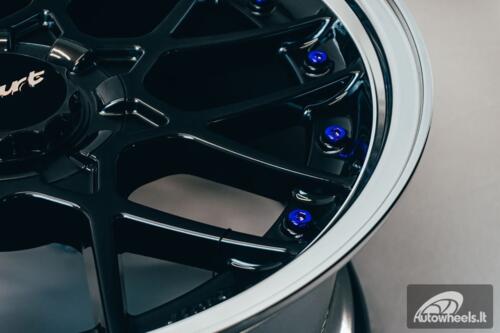 HART HR83 R19X9J 5X114.3/5X120 ET20 CB:74.1 Dark Hyper black and Diamond cut lip with Blue rivets