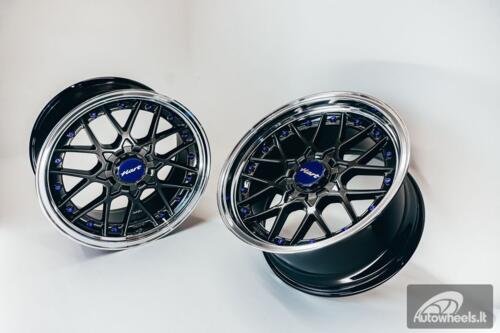 HART HR83 R19X9J 5X114.3/5X120 ET20 CB:74.1 Dark Hyper black and Diamond cut lip with Blue rivets