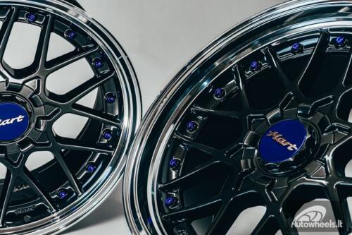 HART HR83 R19X9J 5X114.3/5X120 ET20 CB:74.1 Dark Hyper black and Diamond cut lip with Blue rivets