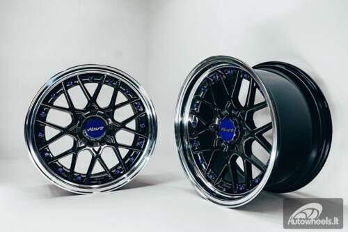 HART HR83 R19X9J 5X114.3/5X120 ET20 CB:74.1 Dark Hyper black and Diamond cut lip with Blue rivets