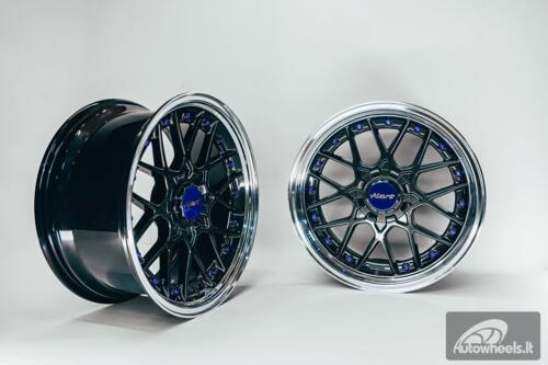 HART HR83 R19X9J 5X114.3/5X120 ET20 CB:74.1 Dark Hyper black and Diamond cut lip with Blue rivets