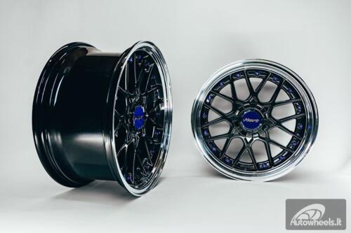 HART HR83 R19X9J 5X114.3/5X120 ET20 CB:74.1 Dark Hyper black and Diamond cut lip with Blue rivets