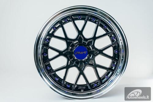 HART HR83 R19X10J 5X114.3/5X120 ET15 CB:74.1 Dark Hyper black and Diamond cut with Blue rivets