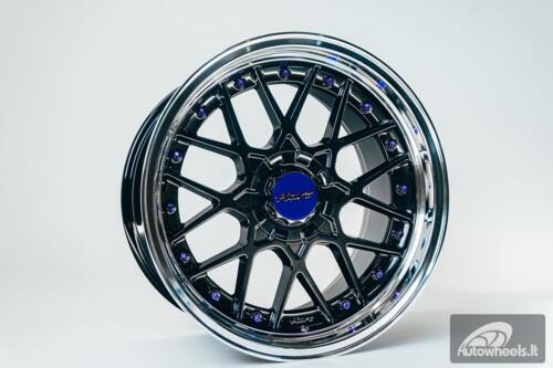 HART HR83 R19X10J 5X114.3/5X120 ET15 CB:74.1 Dark Hyper black and Diamond cut with Blue rivets