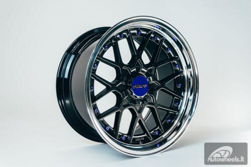 HART HR83 R19X10J 5X114.3/5X120 ET15 CB:74.1 Dark Hyper black and Diamond cut with Blue rivets