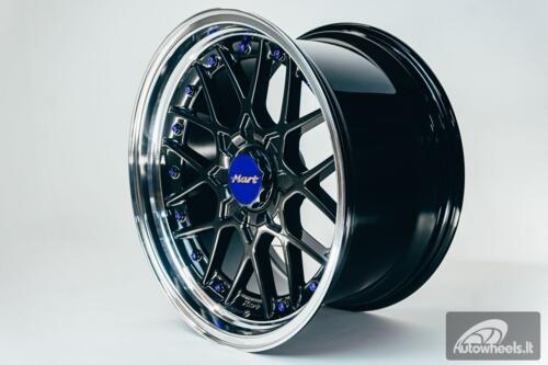 HART HR83 R19X10J 5X114.3/5X120 ET15 CB:74.1 Dark Hyper black and Diamond cut with Blue rivets
