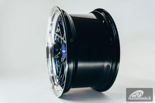 HART HR83 R19X10J 5X114.3/5X120 ET15 CB:74.1 Dark Hyper black and Diamond cut with Blue rivets