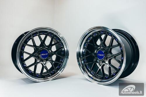 HART HR83 R19X10J 5X114.3/5X120 ET15 CB:74.1 Dark Hyper black and Diamond cut with Blue rivets