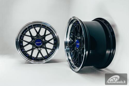 HART HR83 R19X10J 5X114.3/5X120 ET15 CB:74.1 Dark Hyper black and Diamond cut with Blue rivets
