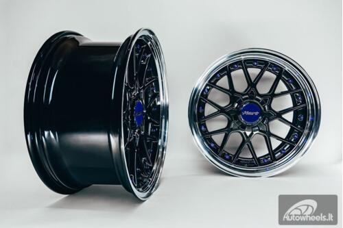 HART HR83 R19X10J 5X114.3/5X120 ET15 CB:74.1 Dark Hyper black and Diamond cut with Blue rivets