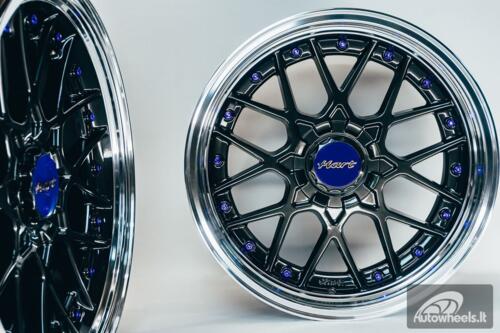 HART HR83 R19X10J 5X114.3/5X120 ET15 CB:74.1 Dark Hyper black and Diamond cut with Blue rivets